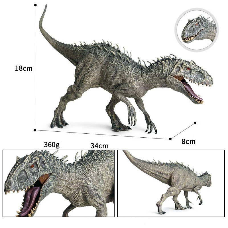 Big Size 34x8x18cm Jurassic Indominus Rex Action Figures Open Mouth Savage Tyrannosaurus Dinosaur World Animals Model Kids Toy | Игрушки и