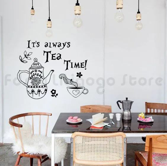 Tea Time Quote Wall Decal Alice in Wonderland Vinyl Stickers Quotes Art Mural Home DecorationsQ305 | Дом и сад