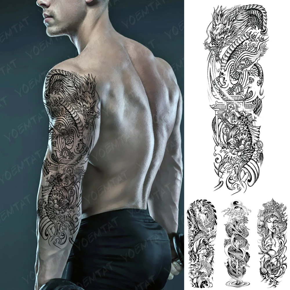 Full Arm Tatto Dragon Bodhisattva Sword Waterproof Temporary Tattoo Stickers Male Thigh Back Fake Tatoo Body Art Women
Full Arm Tatto Dragon Bodhisattva Sword Waterproof Temporary Tattoo Stickers Male Thigh Back Fake Tatoo Body Art Women