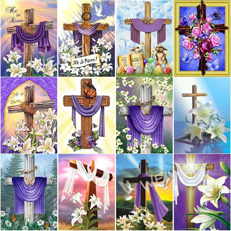 New 5D Diy Diamond Painting Cross Flower Diamond Embroidery Full Drill Cross Stitch Kits Home Decor Manual Easter Day Gift
New 5D Diy Diamond Painting Cross Flower Diamond Embroidery Full Drill Cross Stitch Kits Home Decor Manual Easter Day Gift