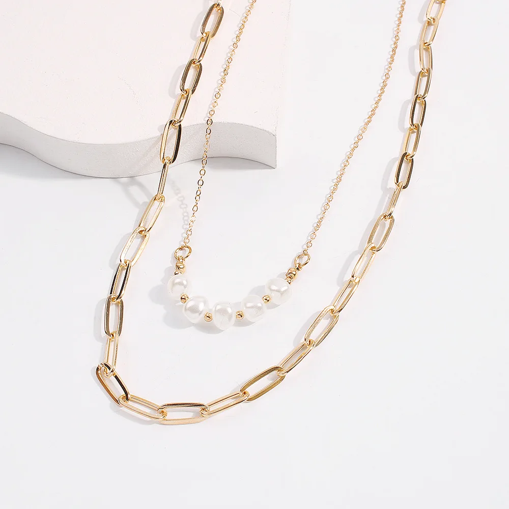 The trend of simple new imitation Pearl Alloy Chain Double-layer Necklace European and American Fashion N8212
The trend of simple new imitation Pearl Alloy Chain Double-layer Necklace European and American Fashion N8212