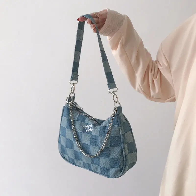 2021 South Korea ins Japanese denim plaid underarm bag high quality retro portable bag chain shoulder bag
2021 South Korea ins Japanese denim plaid underarm bag high quality retro portable bag chain shoulder bag