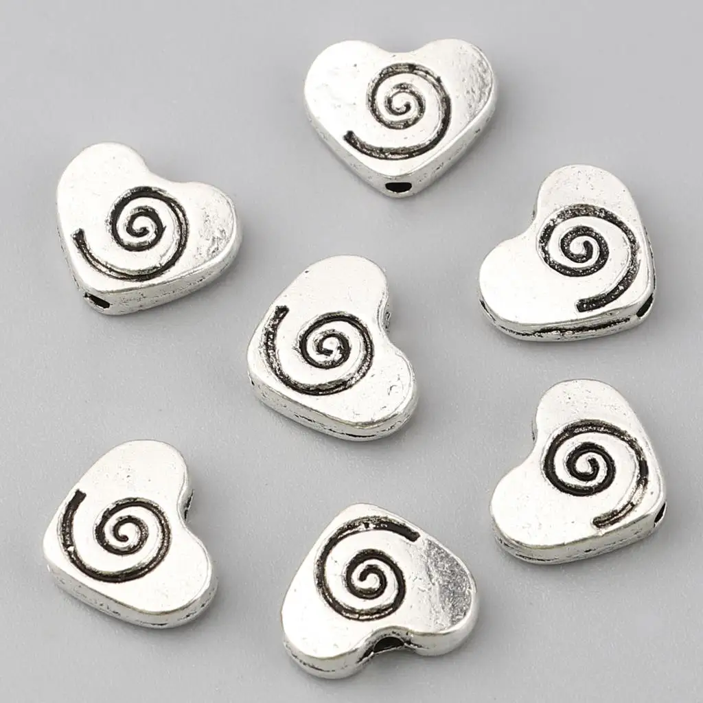 50 PCs 11x9mm Zinc Alloy Spacer Beads Heart Antique Silver Color Swirl Carved Pattern Loose Spacer Bead For Jewelry Findings DIY
50 PCs 11x9mm Zinc Alloy Spacer Beads Heart Antique Silver Color Swirl Carved Pattern Loose Spacer Bead For Jewelry Findings DIY
