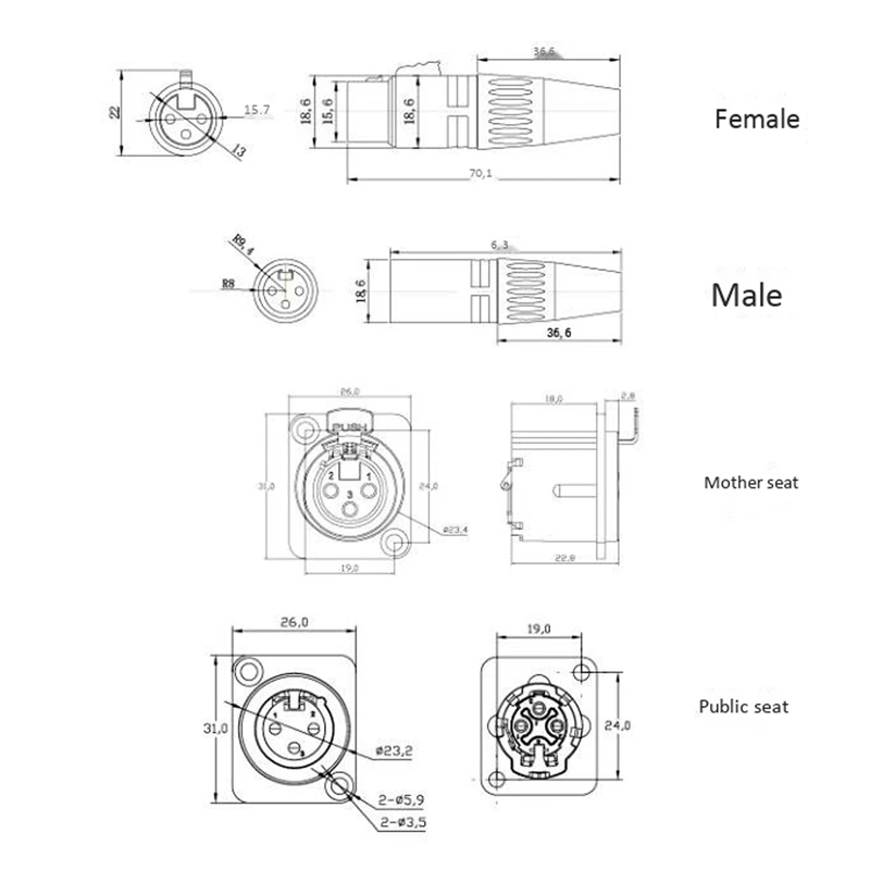 10Pcs XLR 3Pin Mic Snake Plug Connector Female and Male Microphone Plug Connector Gold Plating XLR Connector
10Pcs XLR 3Pin Mic Snake Plug Connector Female and Male Microphone Plug Connector Gold Plating XLR Connector