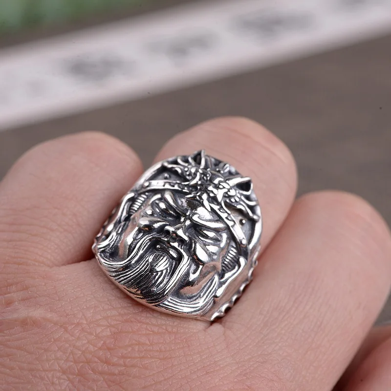 S925 Sterling Silver Vintage Thai Silver Ring for Men Guan Gong Dragon Scale Ring Exaggerated Punk Amulet Jewelry
S925 Sterling Silver Vintage Thai Silver Ring for Men Guan Gong Dragon Scale Ring Exaggerated Punk Amulet Jewelry