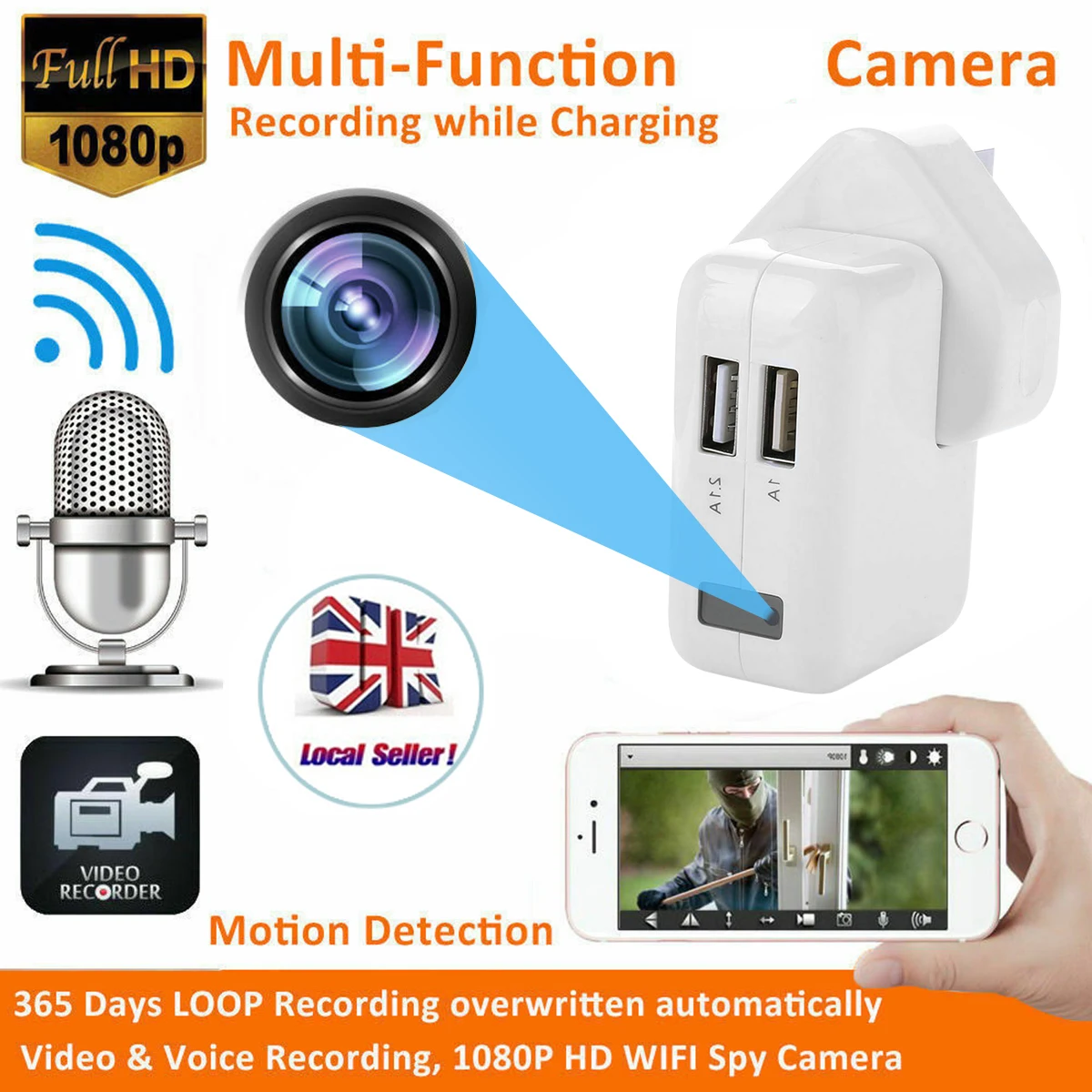 4K HD1080P Wireless wifi Mini Camera USB Charger Phone Power Adapter Camcorder Video DVR Security Micro Cam IP Night Vision
4K HD1080P Wireless wifi Mini Camera USB Charger Phone Power Adapter Camcorder Video DVR Security Micro Cam IP Night Vision