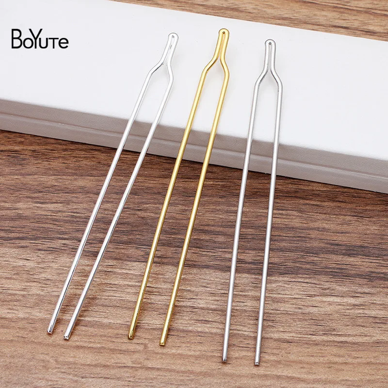 

BoYuTe (50 Pieces/Lot) 125*2MM Metal Iron Y-shaped Hairpin Hair Fork Materials Diy Handmade Jewelry Accessories