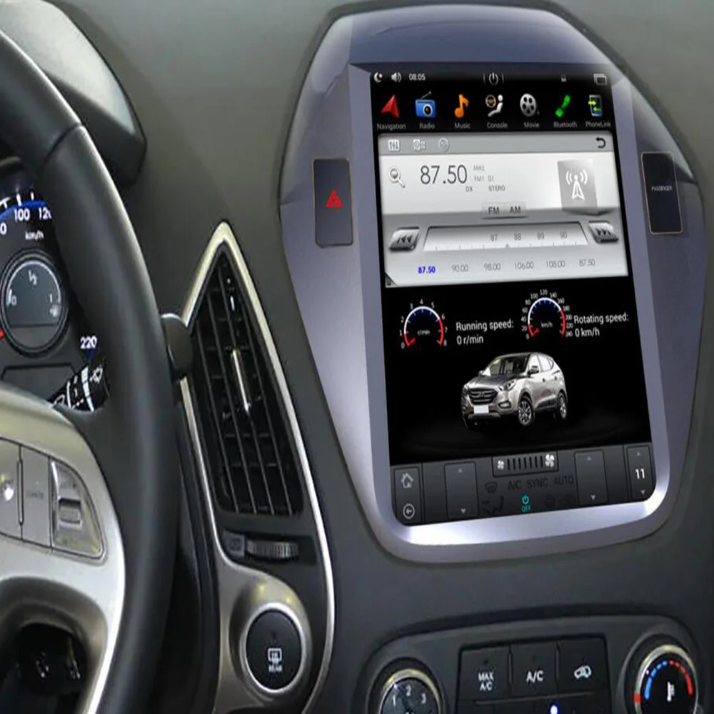 Автомобильный ПК PAD Tesla стиль мультимедийный плеер Android 9 0 7 1 6 GPS для Hyundai Tucson iX35 iX 2009