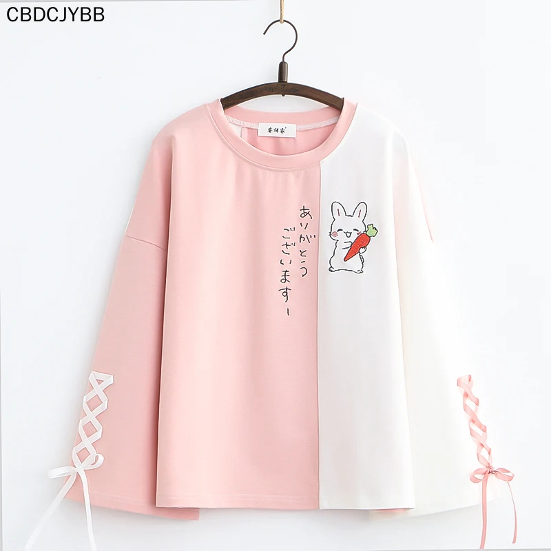 2021 Summer College Style Rabbit Kawaii T Shirt Women Cute Bunny Green Tops Girls Lolita Bow Short Sleeve Lace Up Tee Shirts
2021 Summer College Style Rabbit Kawaii T Shirt Women Cute Bunny Green Tops Girls Lolita Bow Short Sleeve Lace Up Tee Shirts
