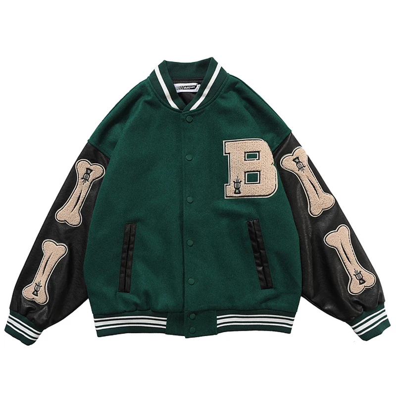Men PU Leather Long Sleeve Bomber Jackets Vintage Patchwork Bone Embroidery Baseball Jacket 2020 Autumn Oversized V-neck Coats
Men PU Leather Long Sleeve Bomber Jackets Vintage Patchwork Bone Embroidery Baseball Jacket 2020 Autumn Oversized V-neck Coats