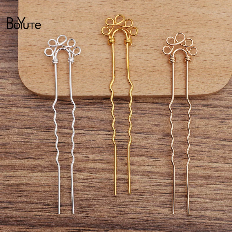 

BoYuTe (10 Pieces/Lot) 16.5*83*1.2MM Metal Brass U-Shaped Hairpin Hair Fork Accessories Handmade Diy Jewelry Making Materials