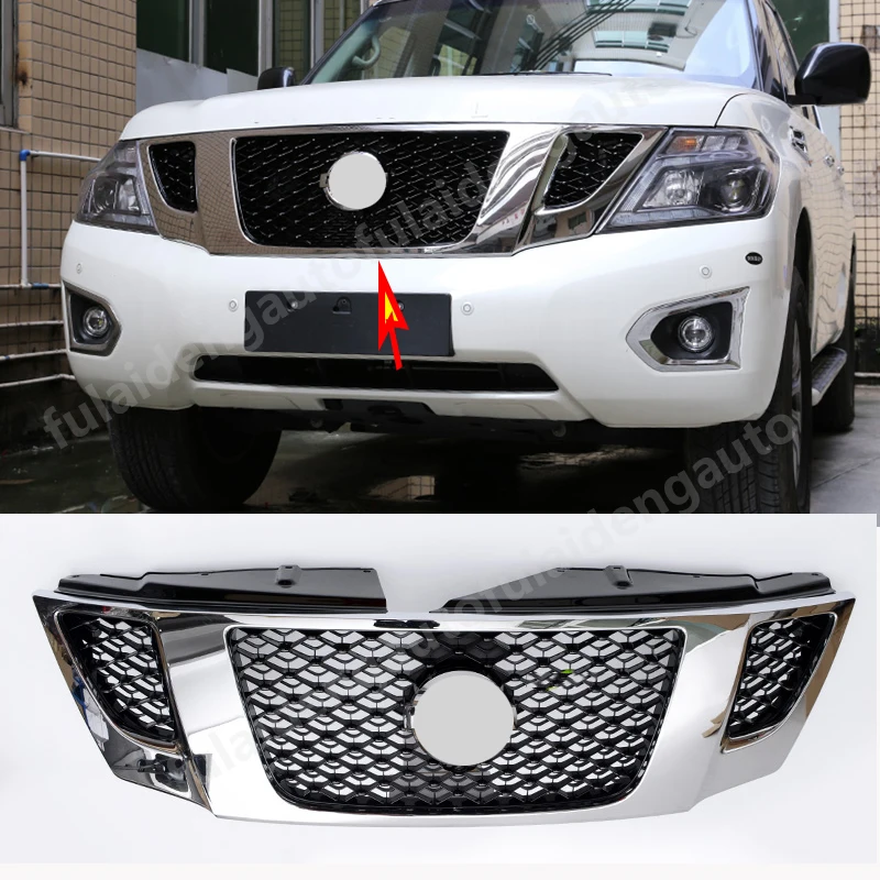Для Nissan Armada Patrol Y62 2010 2017 ABS хромированная рамка передний бампер сетка гриль