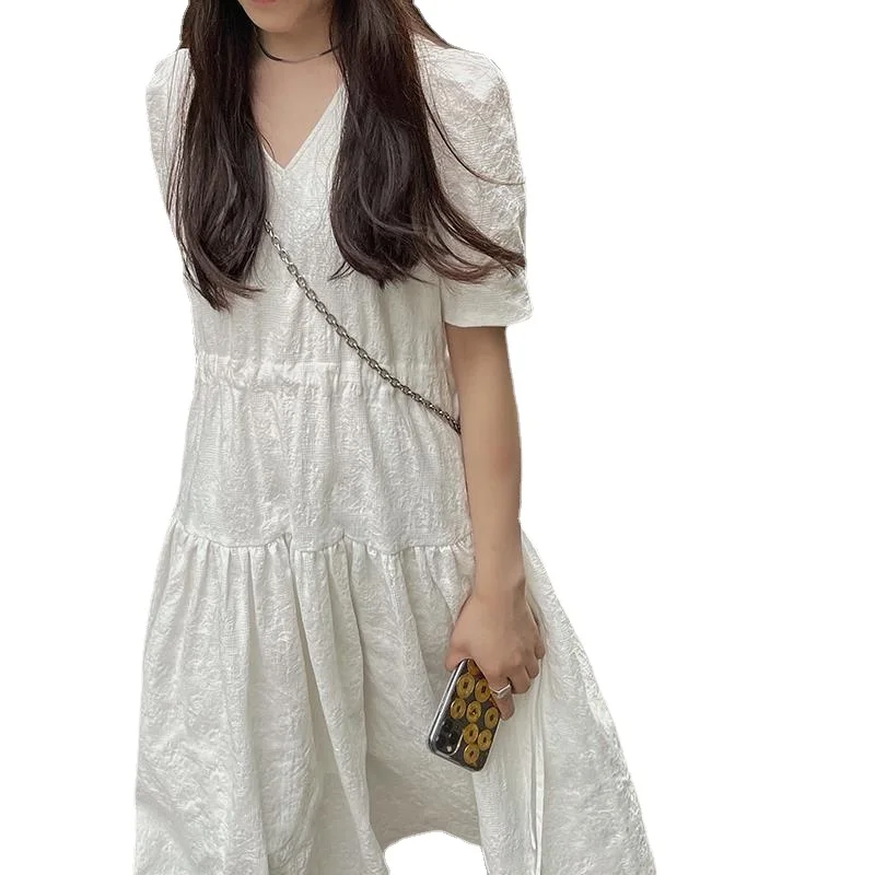 White dress women's summer 2021 new long French drawstring waist puff sleeve fairy skirt
White dress women's summer 2021 new long French drawstring waist puff sleeve fairy skirt