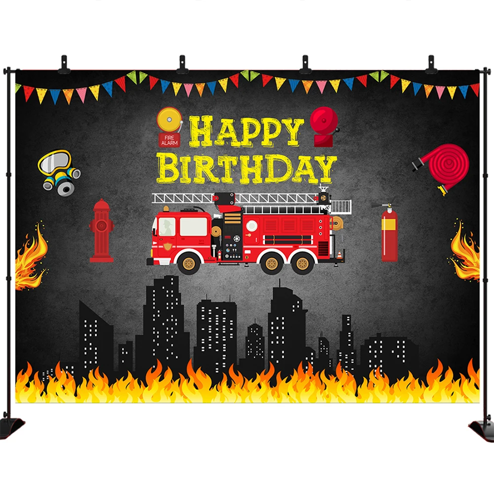 Happy Birthday Photo Backdrop for Children Firetruck Super City Photography Vinyl Backdgrounds Photoshoot Studio Banner
Happy Birthday Photo Backdrop for Children Firetruck Super City Photography Vinyl Backdgrounds Photoshoot Studio Banner