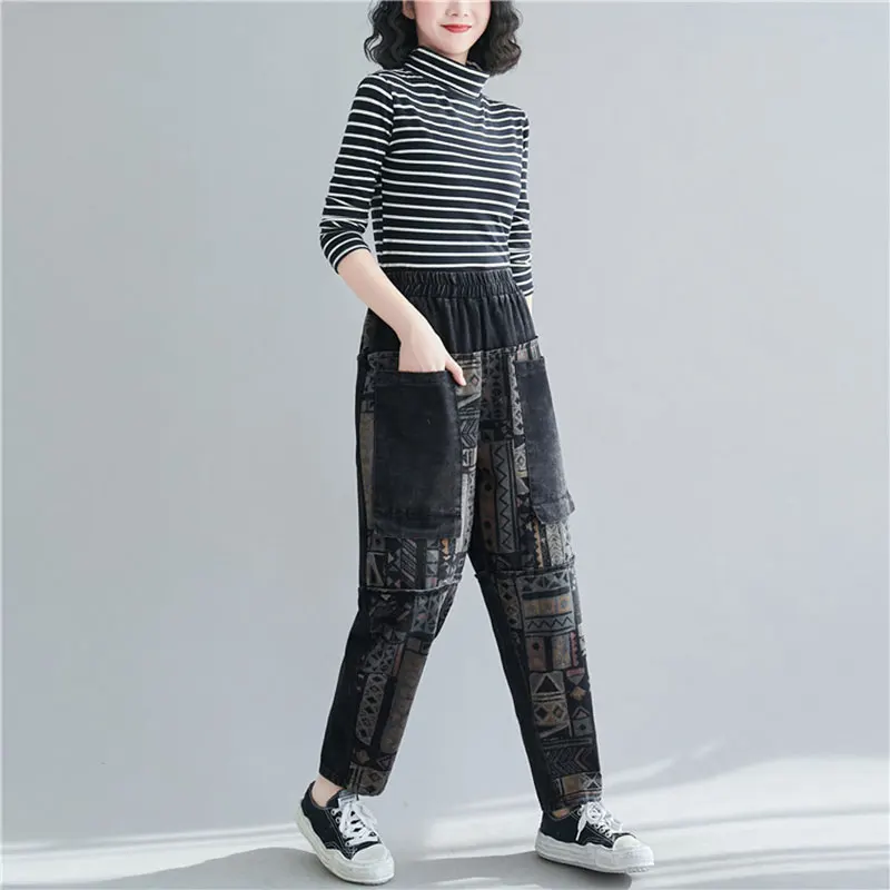 DIMANAF Women Pants Oversize Winter Thick Fleece Denim Printed Vintage Slacks Pants Female Elastic Black Harem Jeans 2021 Pants
DIMANAF Women Pants Oversize Winter Thick Fleece Denim Printed Vintage Slacks Pants Female Elastic Black Harem Jeans 2021 Pants