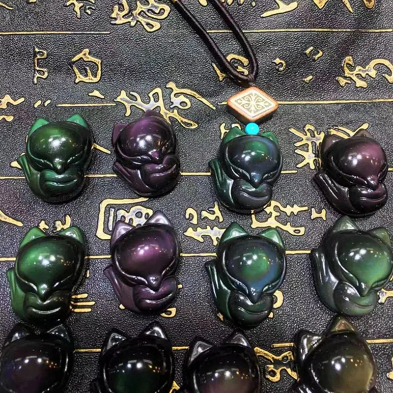 1pcs Natural Stones And Crystals Carving Rainbow Obsidian Fox Figurine Reiki Gifts For Pendant Necklace
1pcs Natural Stones And Crystals Carving Rainbow Obsidian Fox Figurine Reiki Gifts For Pendant Necklace