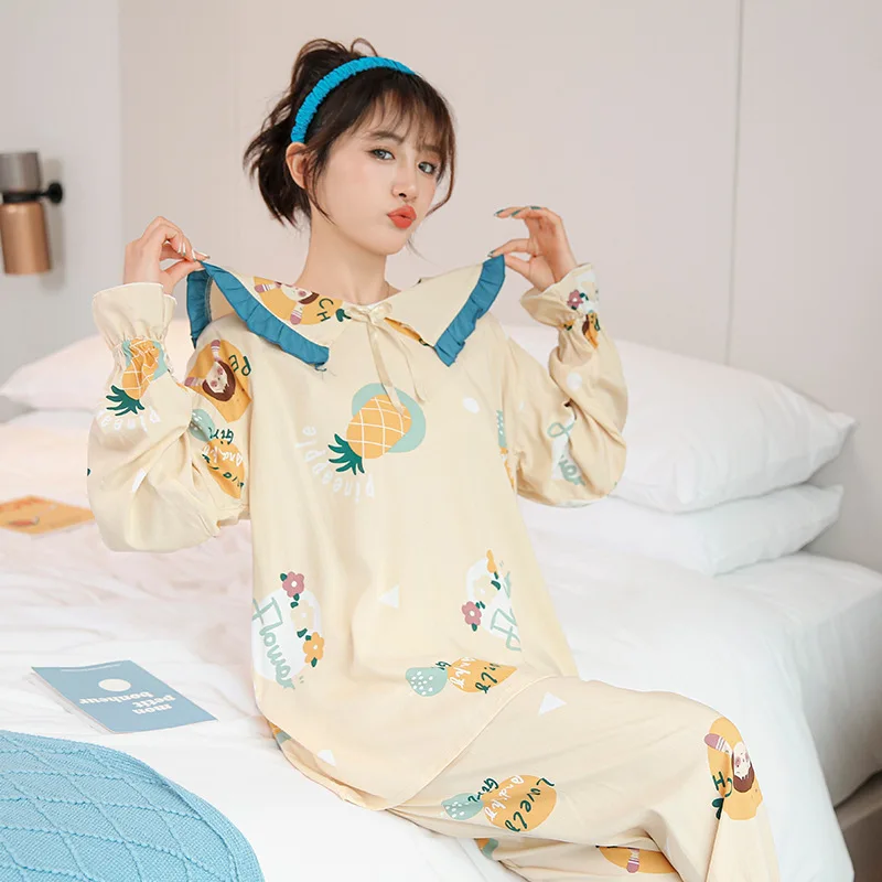 Doll Collar Cute Women Sleepwear 2PCS Pajamas Suit Spring New Homewear Sleep Set Intimate Lingerie Viscose Nightwear Pyjamas
Doll Collar Cute Women Sleepwear 2PCS Pajamas Suit Spring New Homewear Sleep Set Intimate Lingerie Viscose Nightwear Pyjamas