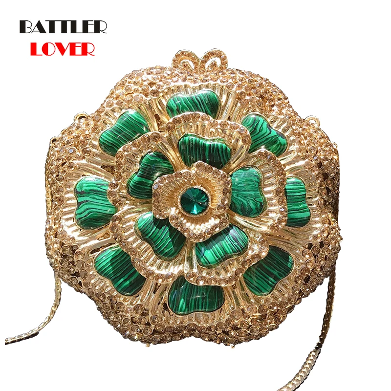 New Arrival Gold Metal Green Crystal 3D Floral Evening Clutch Women Handbag Luxury Lady Diamond Circle Shape Chain Shoulder Bags
New Arrival Gold Metal Green Crystal 3D Floral Evening Clutch Women Handbag Luxury Lady Diamond Circle Shape Chain Shoulder Bags