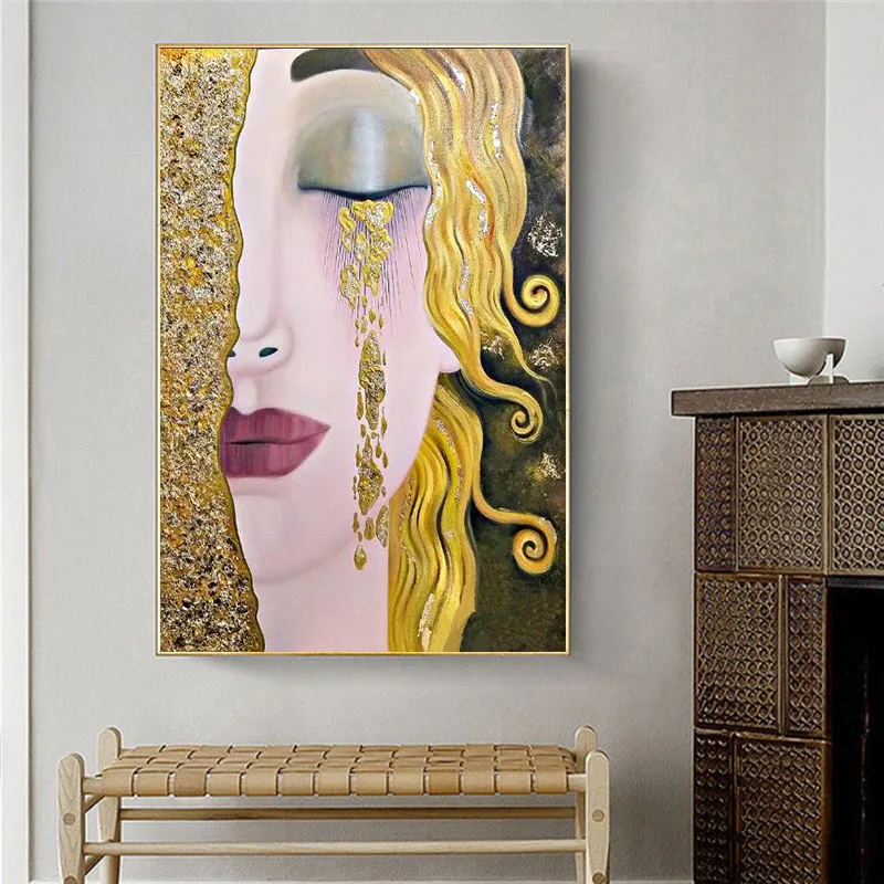 Woman with Golden Tears Abstract Canvas Paintings Gold Girl Classical Wall Art Posters And Prints Canvas Picture For Living Room
Woman with Golden Tears Abstract Canvas Paintings Gold Girl Classical Wall Art Posters And Prints Canvas Picture For Living Room