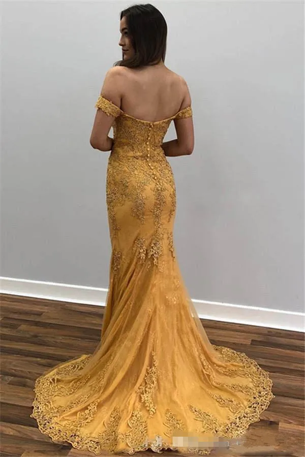 Vintage Gold Mermaid Evening Dresses Long 2019 vestidos de fiesta de noche Arabic Lace Prom Gowns Off The Shoulder Evening Gowns
Vintage Gold Mermaid Evening Dresses Long 2019 vestidos de fiesta de noche Arabic Lace Prom Gowns Off The Shoulder Evening Gowns