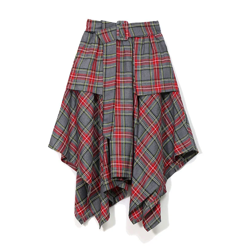 women skirts 2019 autumn winter plus size long length flared navy red Scotland plaid Irregular office casual sexy skirt 
women skirts 2019 autumn winter plus size long length flared navy red Scotland plaid Irregular office casual sexy skirt