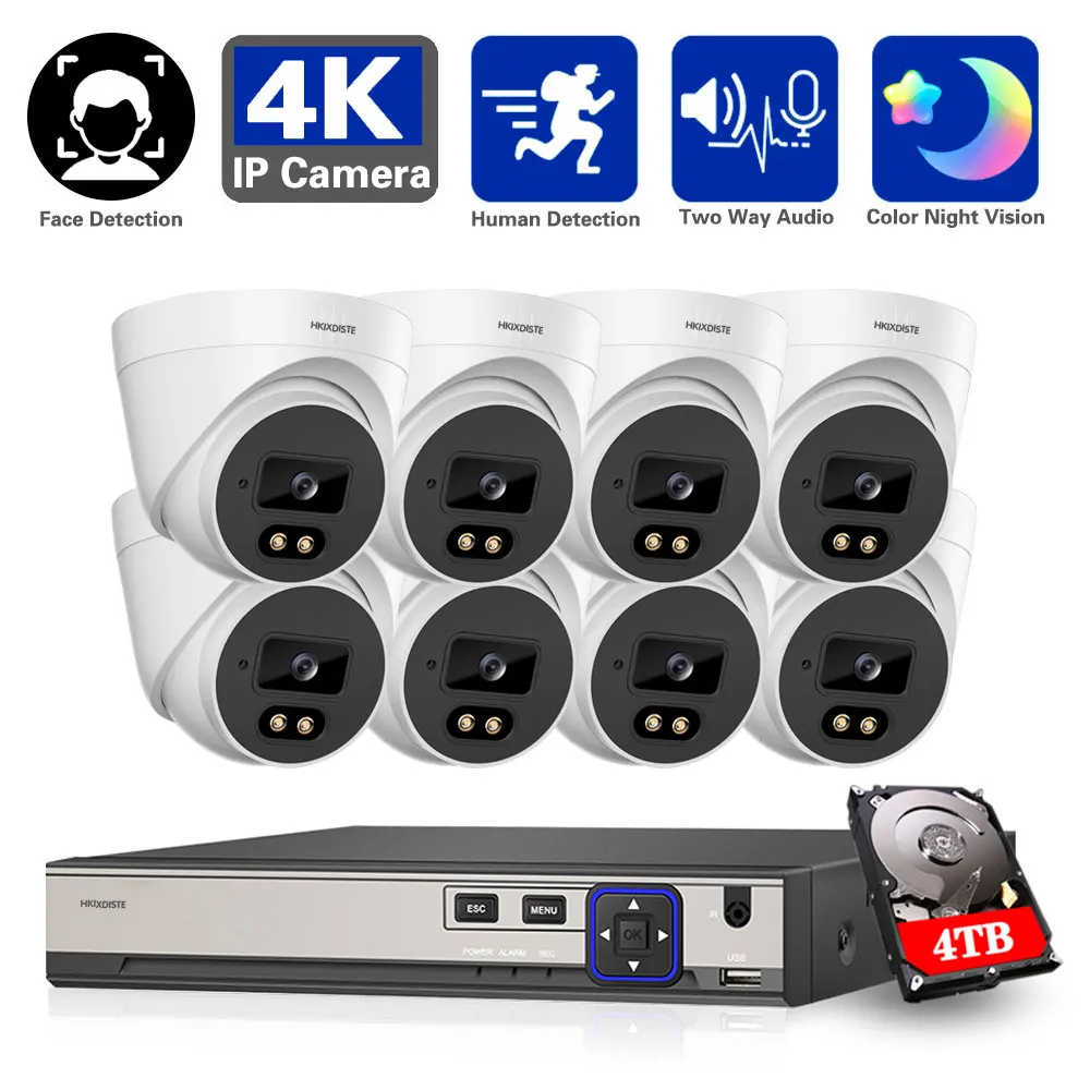 8CH 4K NVR POE CCTV Camera Security System Kit Two Way Audio Ai Face Recod IP Camera Outdoor Color Night Vision Surveillance Set
8CH 4K NVR POE CCTV Camera Security System Kit Two Way Audio Ai Face Recod IP Camera Outdoor Color Night Vision Surveillance Set