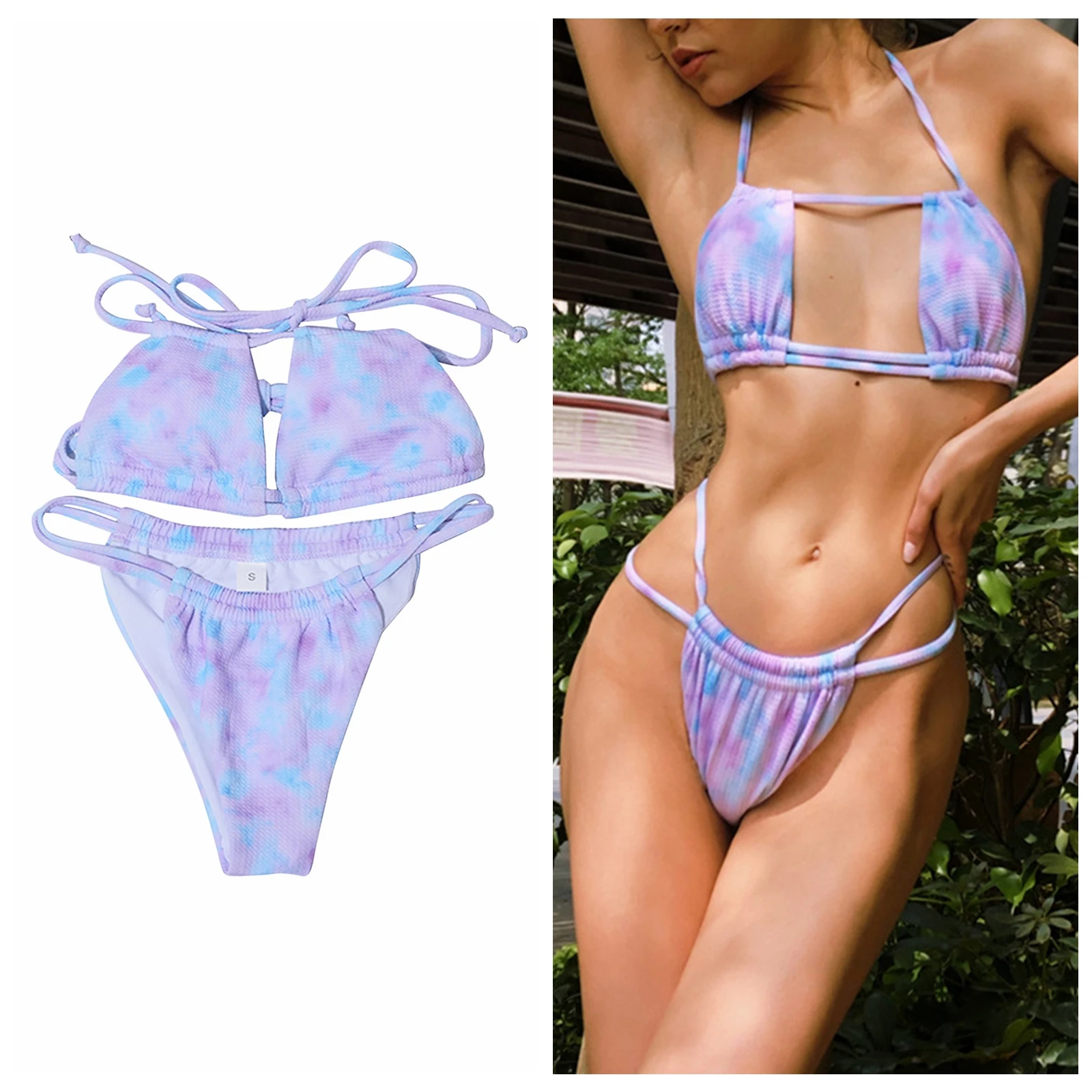 Split Swimwear Set Ladies Summer,2021 sexy Adults Women Creative Tie-dye Mixed Color Tie Up Sexy Backless Bikini Swimsuit
Split Swimwear Set Ladies Summer,2021 sexy Adults Women Creative Tie-dye Mixed Color Tie Up Sexy Backless Bikini Swimsuit