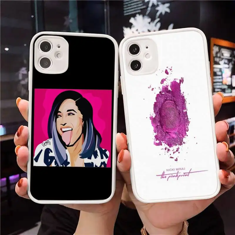 

Rapper Singer Nicki Minaj Phone Case For iPhone 12 11 Mini Pro XR XS Max 7 8 Plus X Matte transparent White Cover