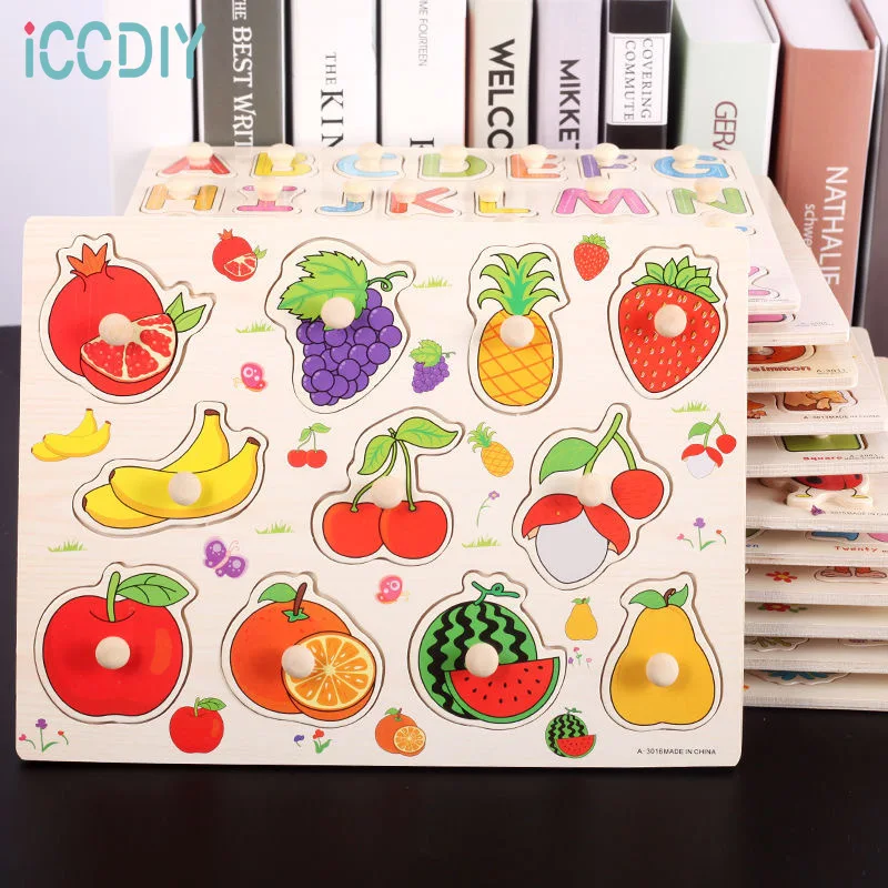 Montessori Wooden Puzzles Hand Grab Boards Toys Tangram Jigsaw Baby Educational Toys Cartoon Vehicle Animals Fruits 3D Puzzles
Montessori Wooden Puzzles Hand Grab Boards Toys Tangram Jigsaw Baby Educational Toys Cartoon Vehicle Animals Fruits 3D Puzzles