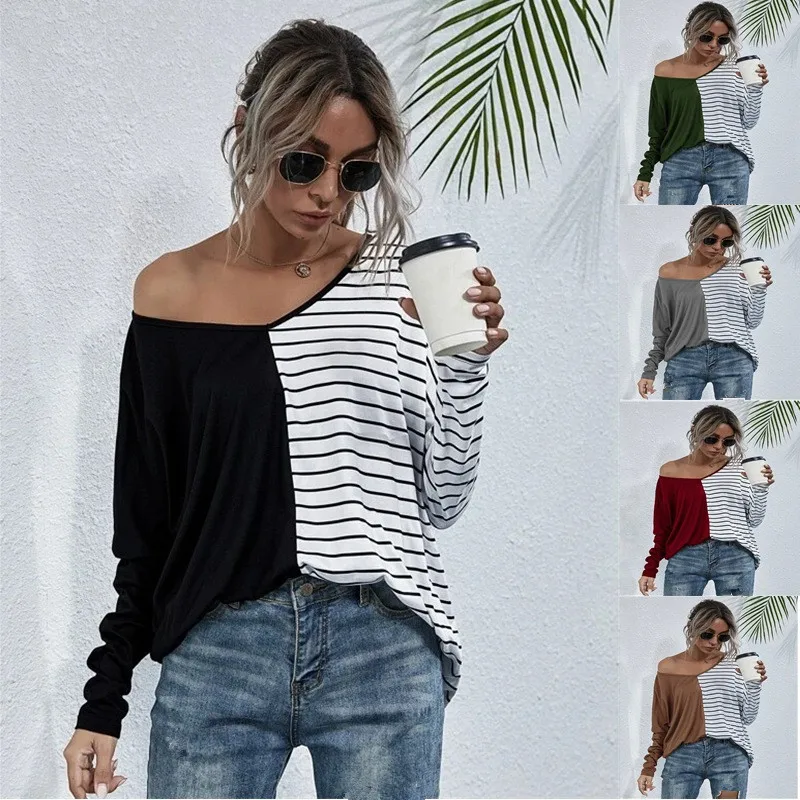 OLOMLB 2021 Spring Autumn V Neck Long Sleeve Women's T Shirt Patchwort Contrast Color Stripe Loose Casual Female Tops 80% Cotton
OLOMLB 2021 Spring Autumn V Neck Long Sleeve Women's T Shirt Patchwort Contrast Color Stripe Loose Casual Female Tops 80% Cotton