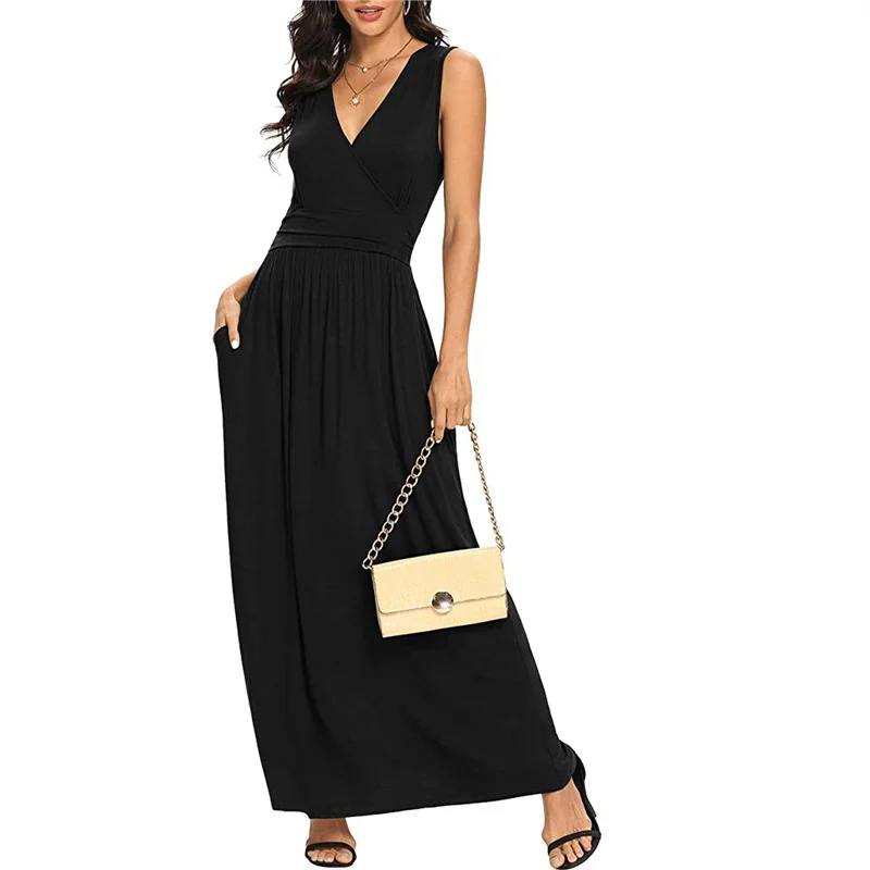V-neck Sleeveless Slim Maxi Dress Solid Elegant Sexy With Pocket Dresses 2021 Summmer Causal For Office Lady Robes Dress
V-neck Sleeveless Slim Maxi Dress Solid Elegant Sexy With Pocket Dresses 2021 Summmer Causal For Office Lady Robes Dress