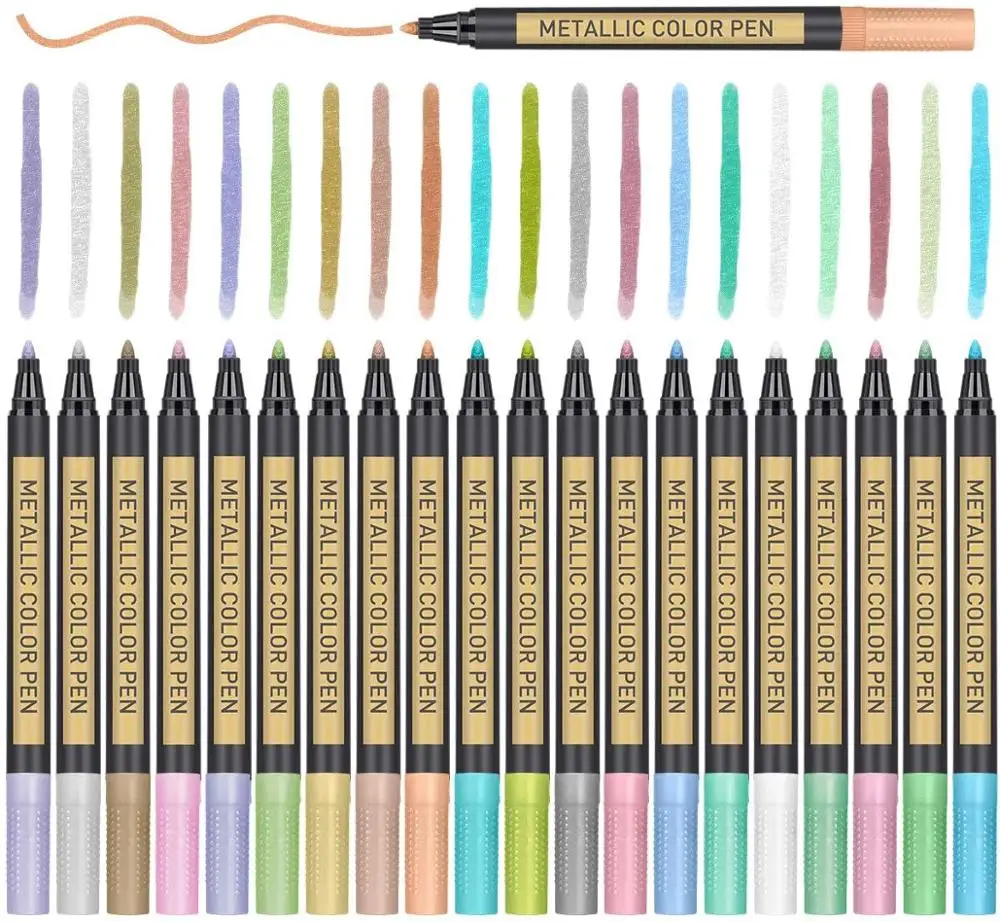 Metallic Paint Markers Pens Set 20 Colors Paint Pen Craft Markers for Rock Painting, Photo Albums, Scrapbooking
Metallic Paint Markers Pens Set 20 Colors Paint Pen Craft Markers for Rock Painting, Photo Albums, Scrapbooking