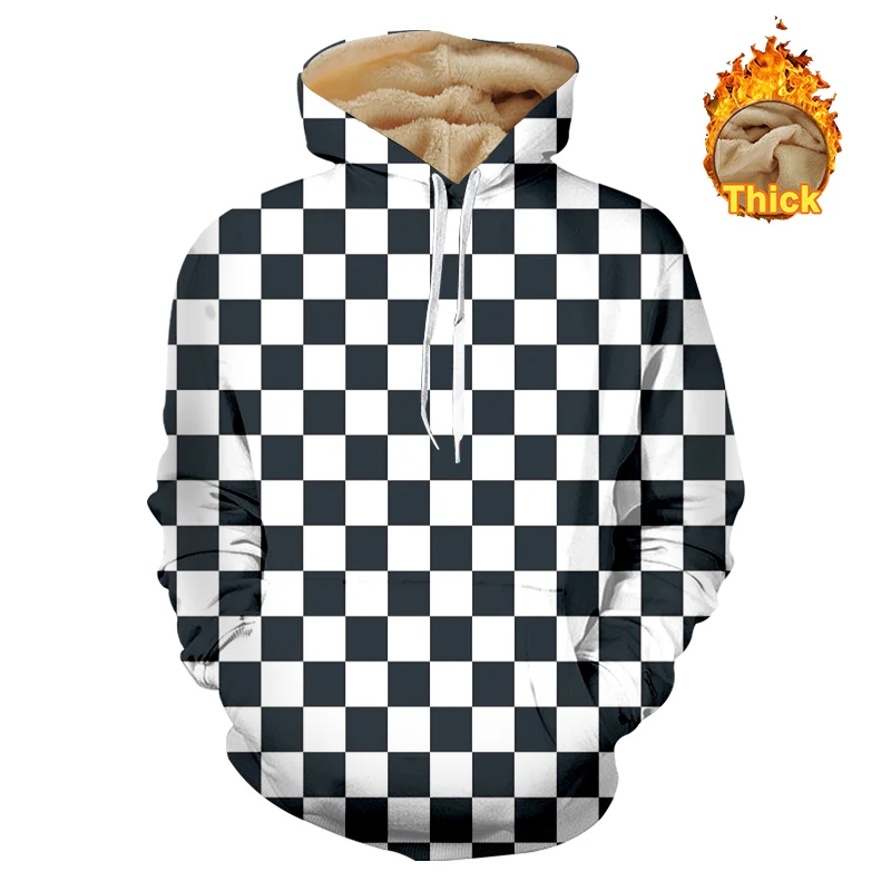 OGKB Autumn Winter Thicken Hoodies Mens Cool Print Black White Grid 3D Sweatshirt Couple Hooded Hoody Man Long Sleeve Pullover
OGKB Autumn Winter Thicken Hoodies Mens Cool Print Black White Grid 3D Sweatshirt Couple Hooded Hoody Man Long Sleeve Pullover