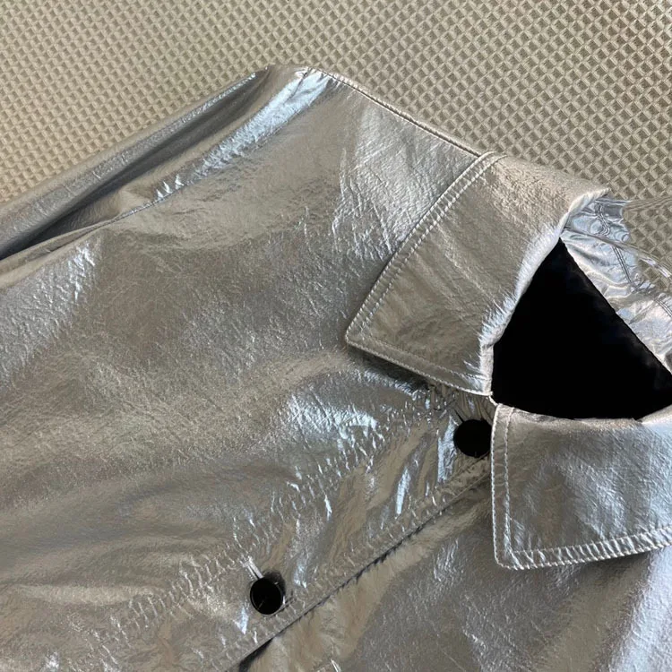 Luxury Silver Long Sleeve Jacket Coat for Women 2021 Autumn New Product Handsome Locomotive Single-breasted Loose Casual Jackets
Luxury Silver Long Sleeve Jacket Coat for Women 2021 Autumn New Product Handsome Locomotive Single-breasted Loose Casual Jackets