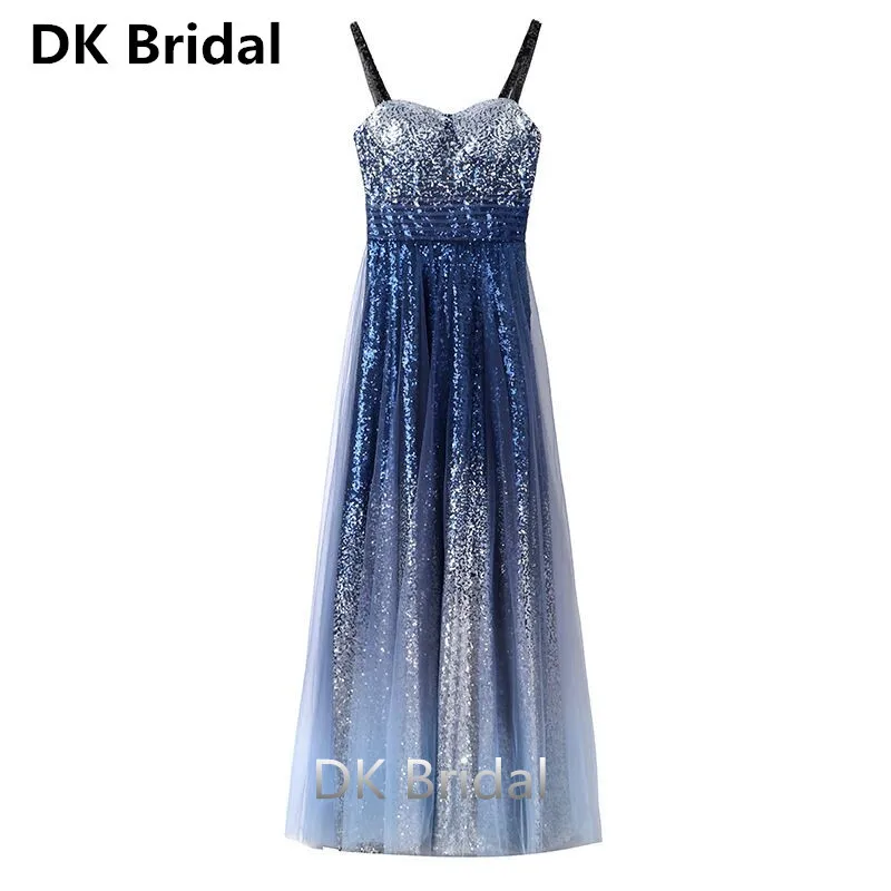 Gradient Dark Blue Evening Dresses Long A-Line Spaghetti Strap Floor Length Sequin Evening Dress Formal Party Gowns Vestidos
Gradient Dark Blue Evening Dresses Long A-Line Spaghetti Strap Floor Length Sequin Evening Dress Formal Party Gowns Vestidos