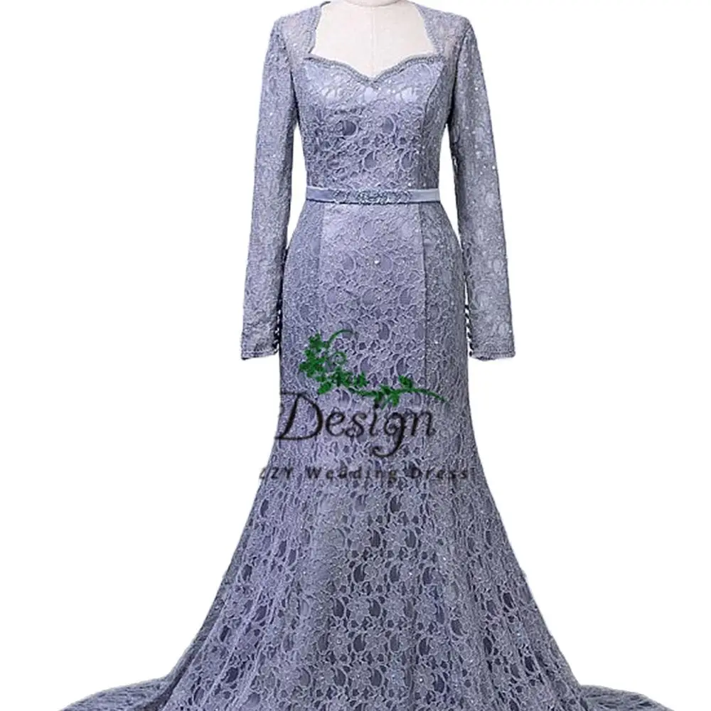 Vintage Silver Lace Scoop Sashes Sequins Beading Long Mother of the Bride Dresses Full Sleeves Sheath Sweep Train Formal Evening
Vintage Silver Lace Scoop Sashes Sequins Beading Long Mother of the Bride Dresses Full Sleeves Sheath Sweep Train Formal Evening