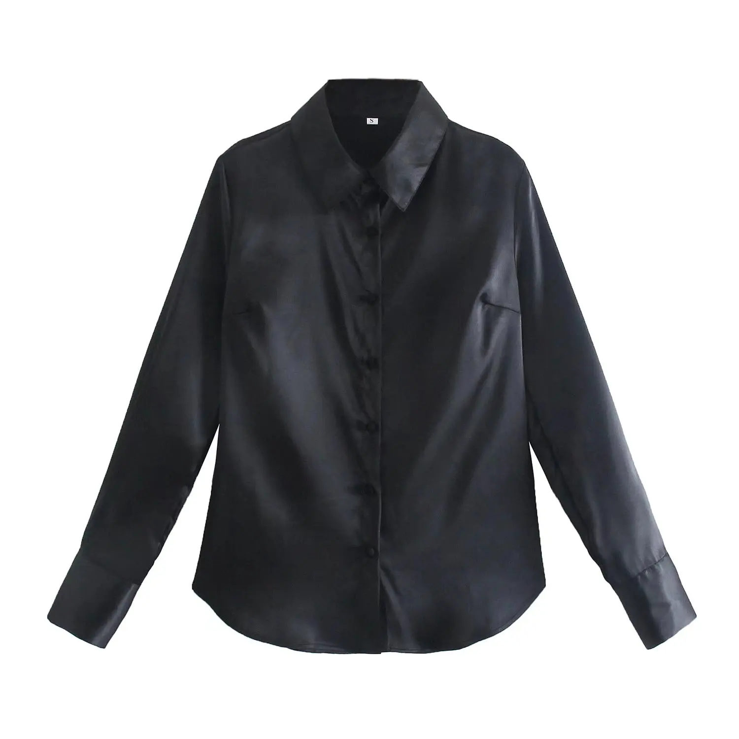 Women Fashion Soft Touch Black Satin Blouse Office Ladies Long Sleeve Breasted Slim Shirts Chic Casual Blusas Tops
Women Fashion Soft Touch Black Satin Blouse Office Ladies Long Sleeve Breasted Slim Shirts Chic Casual Blusas Tops