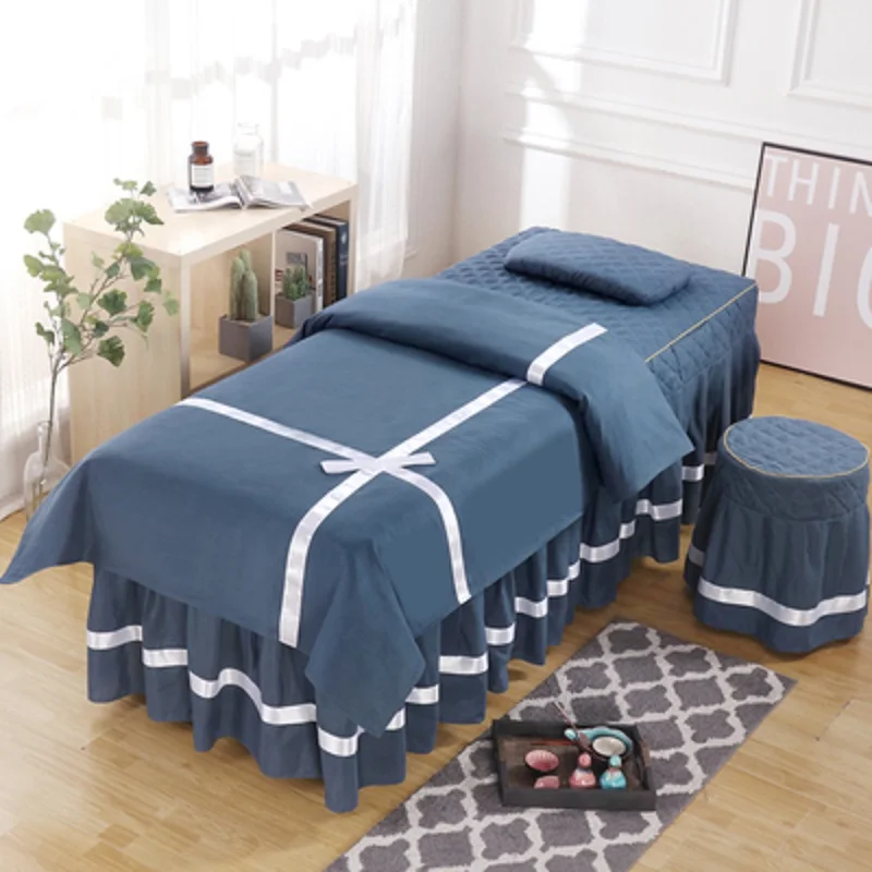 

4pcs Beauty Salon Bedding Set Skin-friendly Thick Bed Cover Sheets Bedspread Fumigation Massage Spa Pillowcase Duvet Cover sets