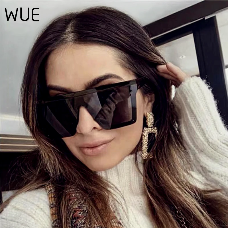 Модные женские солнцезащитные очки WUE 2021 большие с большой оправой ветрозащитные