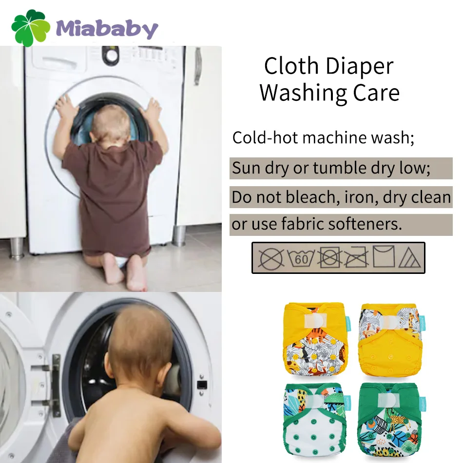 Miababy 4 шт. чехол для детской подгузника экологически чистый моющийся тканевый