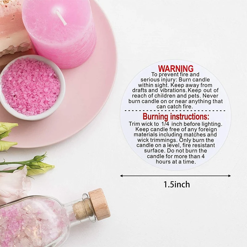 1000 Pcs Candle Warning Labels Candle Jar Container Stickers Candle Safety Labels Decals for Candle