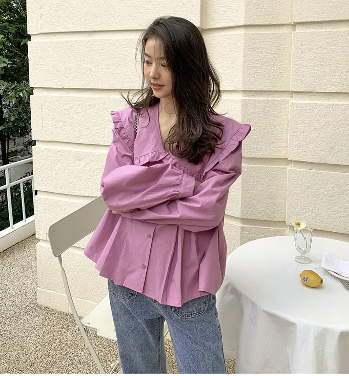 ONALIPPA Women Shirt 2021 Autumn Korean Chic Temperament Gentle Doll Collar Wooden Ears Pleated Design Loose Puff Sleeve Blouses
ONALIPPA Women Shirt 2021 Autumn Korean Chic Temperament Gentle Doll Collar Wooden Ears Pleated Design Loose Puff Sleeve Blouses