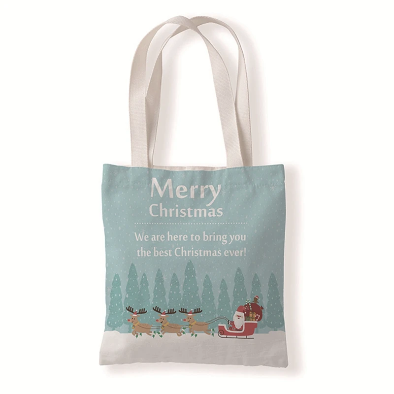 Reusable Christmas Canvas Shoulder Bag Santa Claus Snowman Xmas Hand Bag Foldable Casual Canvas Tote Gift Bag
Reusable Christmas Canvas Shoulder Bag Santa Claus Snowman Xmas Hand Bag Foldable Casual Canvas Tote Gift Bag