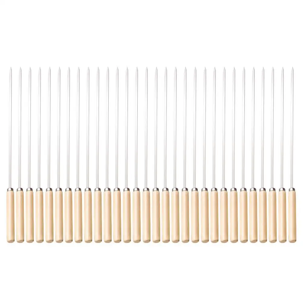 30PC Barbecue stick Flat stainless steel chicken wing fork barbecue needle kitchen outdoor round Wooden Handle barbecue stick
30PC Barbecue stick Flat stainless steel chicken wing fork barbecue needle kitchen outdoor round Wooden Handle barbecue stick