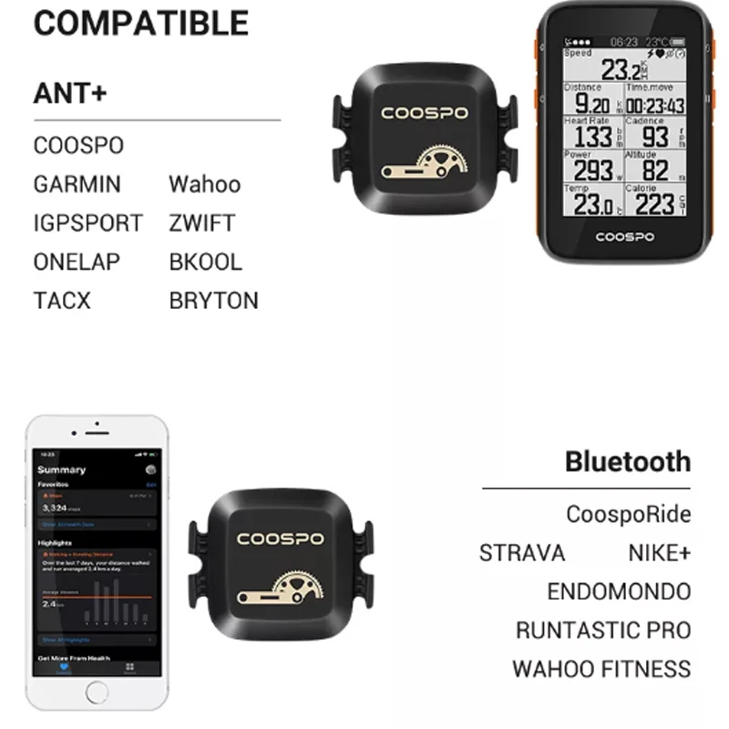 Датчик скорости CooSpo Bluetooth 4,0 ANT +, датчик частоты вращения педалей, датчик оборотов в минуту, Датчик дорожного велосипеда для горного велосипе...
Датчик скорости CooSpo Bluetooth 4,0 ANT +, датчик частоты вращения педалей, датчик оборотов в минуту, Датчик дорожного велосипеда для горного велосипе...