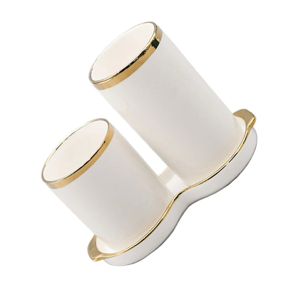 1 Set Chopsticks Draining Rack Ceramic Chopsticks Forks Storage Holder (White)