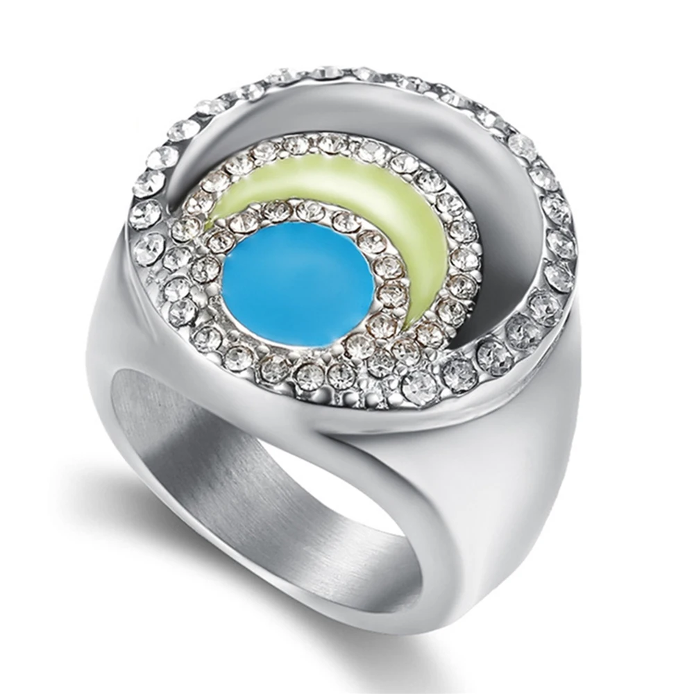 Hip Hop Iced Out Big Round Ring Female Silver Color Stainless Steel Moon Star Muslim Rings For Women Party Jewelry High Quality
Hip Hop Iced Out Big Round Ring Female Silver Color Stainless Steel Moon Star Muslim Rings For Women Party Jewelry High Quality
