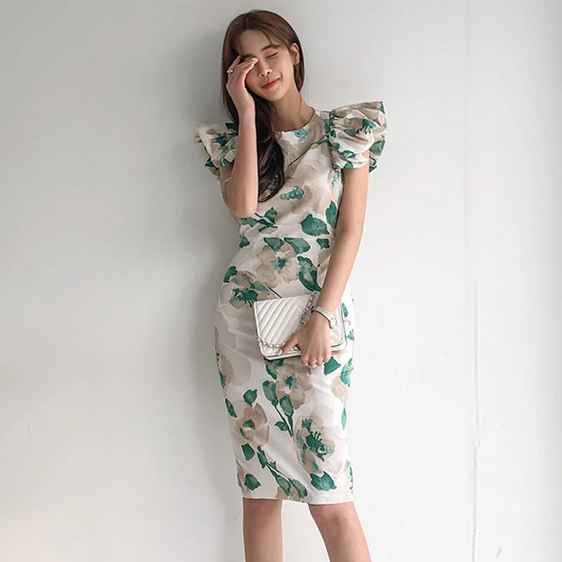 Summer New Women Sexy Puff Sleeve Office lady Elegant Slim Waist Female Print Dresses Vestidos
Summer New Women Sexy Puff Sleeve Office lady Elegant Slim Waist Female Print Dresses Vestidos
