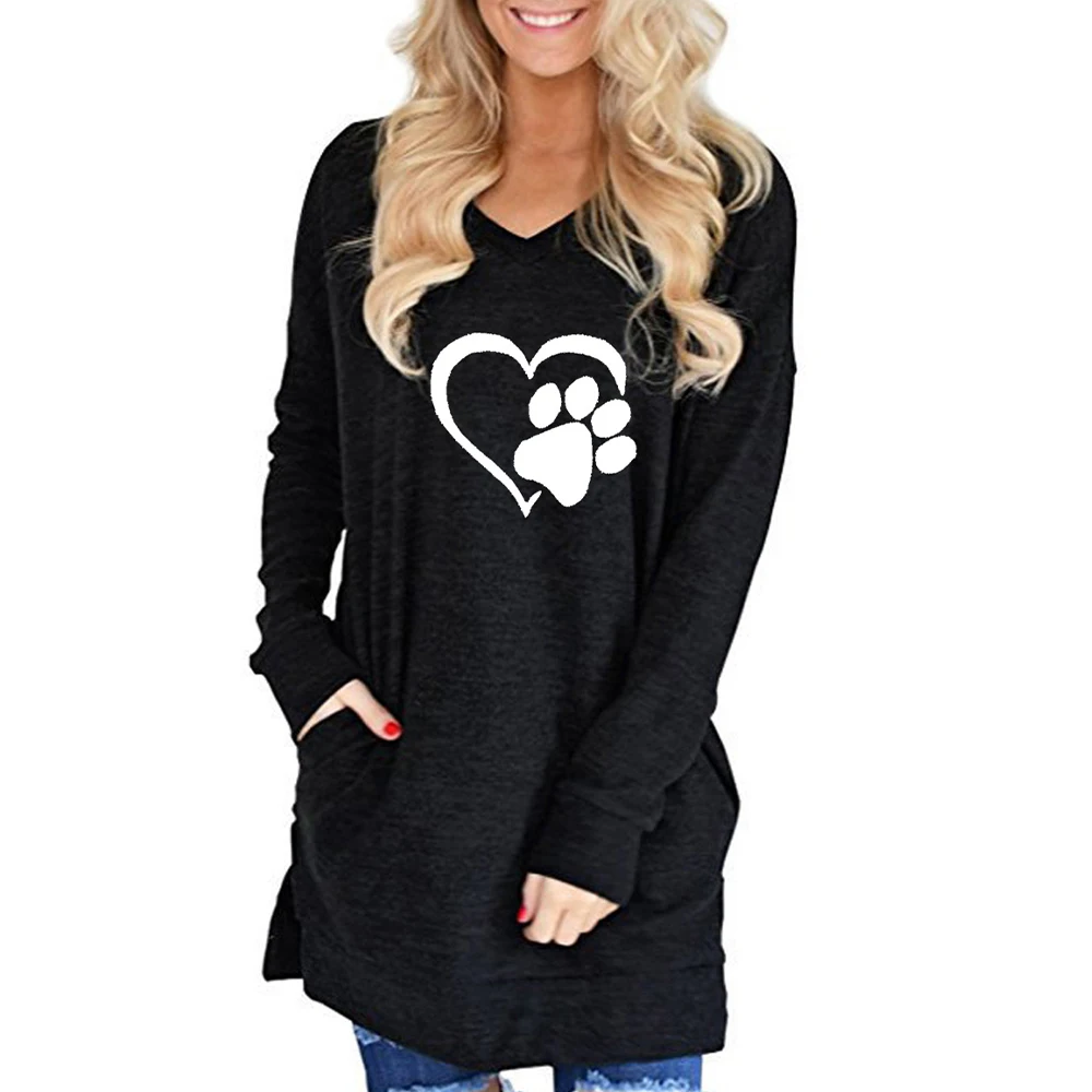VICABO Autumn Solid Women T-Shirts Pockets V Collar Full Sleeve Long Top Shirts Split Side Loose Ladies Paw-printed T Shirt
VICABO Autumn Solid Women T-Shirts Pockets V Collar Full Sleeve Long Top Shirts Split Side Loose Ladies Paw-printed T Shirt