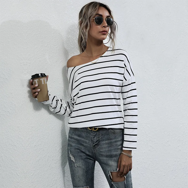 Basic Striped T Shirt Women Casual O Neck Full Sleeve Pullover Top Spring Bottoming T Shirt for Women 2021 New
Basic Striped T Shirt Women Casual O Neck Full Sleeve Pullover Top Spring Bottoming T Shirt for Women 2021 New